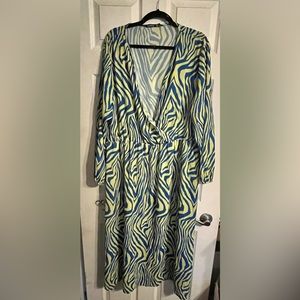 Neon Zebra Print Long-Sleeve Boohoo Dress